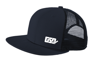 GSD LEFTY Mesh Snap Back Flat Brim Hat - Navy / White - "Babe Ruth"