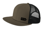 GSD LEFTY Mesh Snap Back Flat Brim Hat - Olive / Black - "Military"