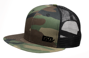 GSD LEFTY Mesh Snap Back Flat Brim Hat - Camo / Black - "Veteran"