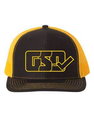 GSD OUTLINE Mesh Snap Back Hat - Black / Athletic Gold - "Wiz"