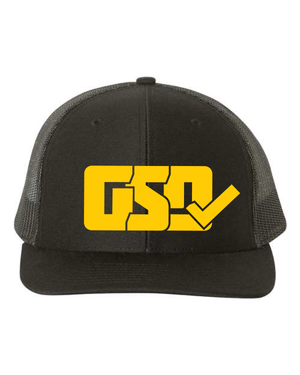 GSD CLASSIC Mesh Snap Back Hat - Black / Athletic Gold - "Wiz"
