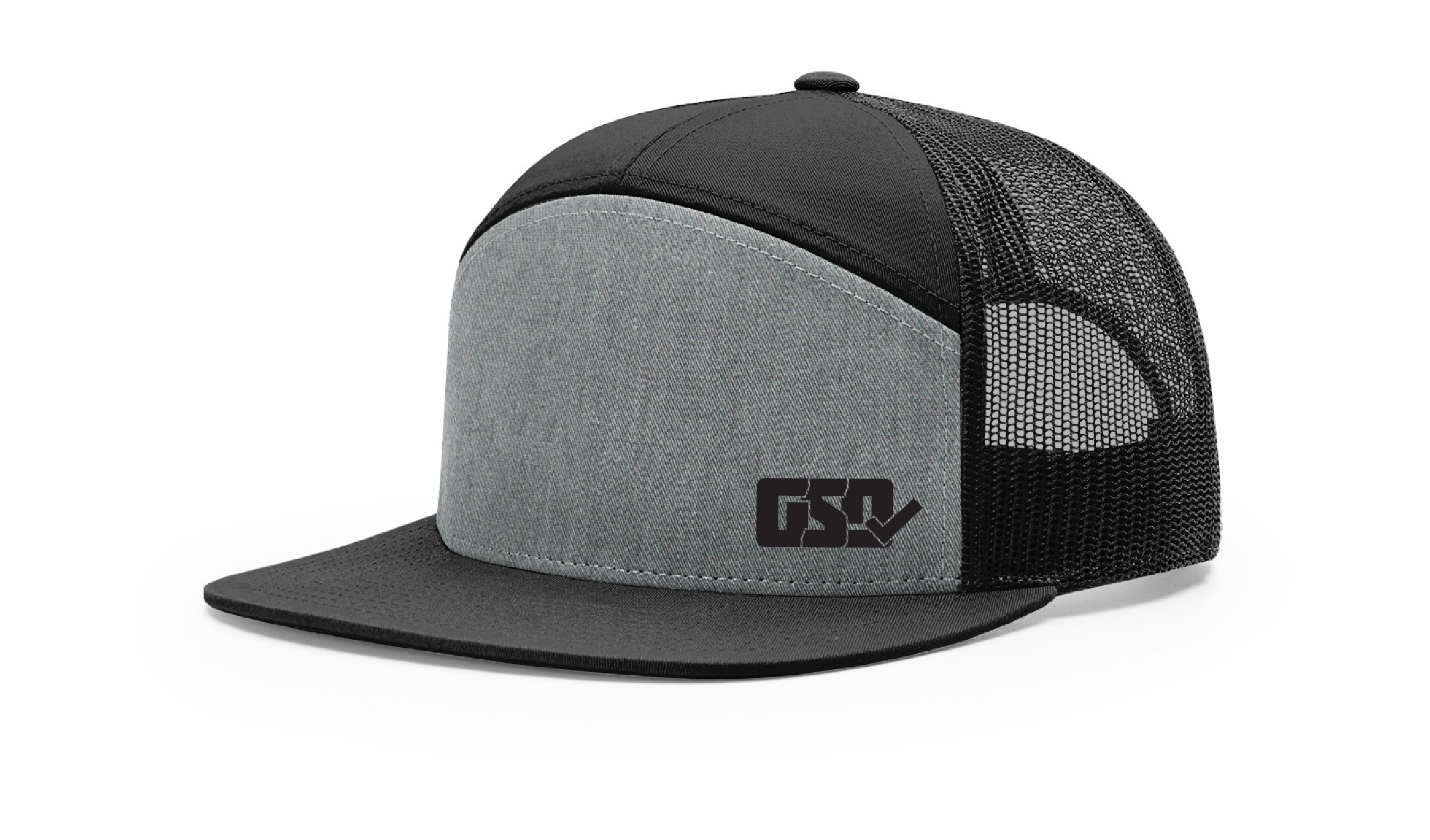 GSD LEFTY 7 Panel Snap Back Hat - Heather Grey / Black - "The Admiral"
