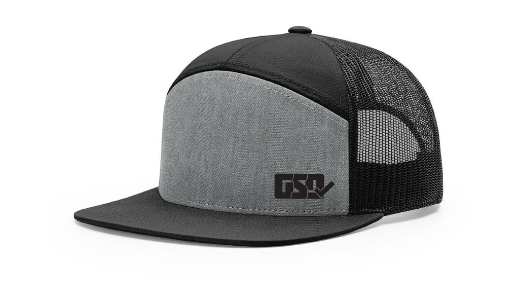 GSD LEFTY 7 Panel Snap Back Hat - Heather Grey / Black - "The Admiral"