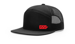 GSD LEFTY 7 Panel Snap Back Hat - Black / Red - "Double 3 Peat"