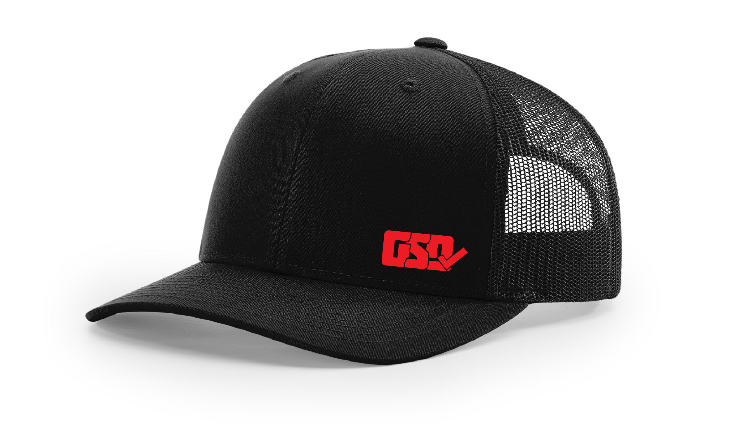GSD SOLID LEFTY Mesh Snap Back Hat - Black / Red - “Double 3 Peat”