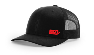 GSD SOLID LEFTY Mesh Snap Back Hat - Black / Red - “Double 3 Peat”