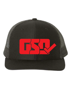 GSD CLASSIC Mesh Snap Back Hat - Black / Red - "Double 3 Peat"