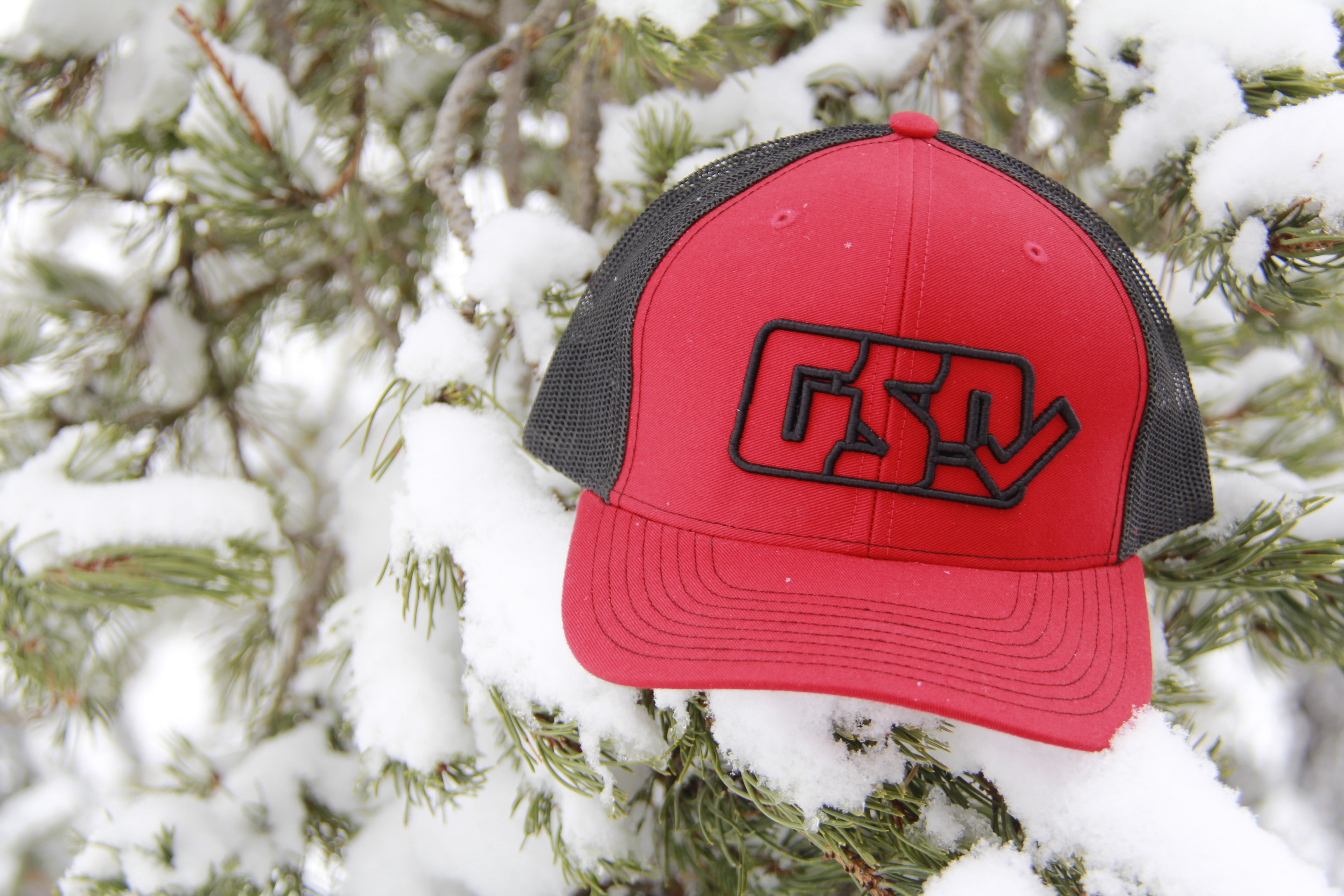 GSD OUTLINE Mesh Snap Back Hat - Red / Black - “Dirty Bird”