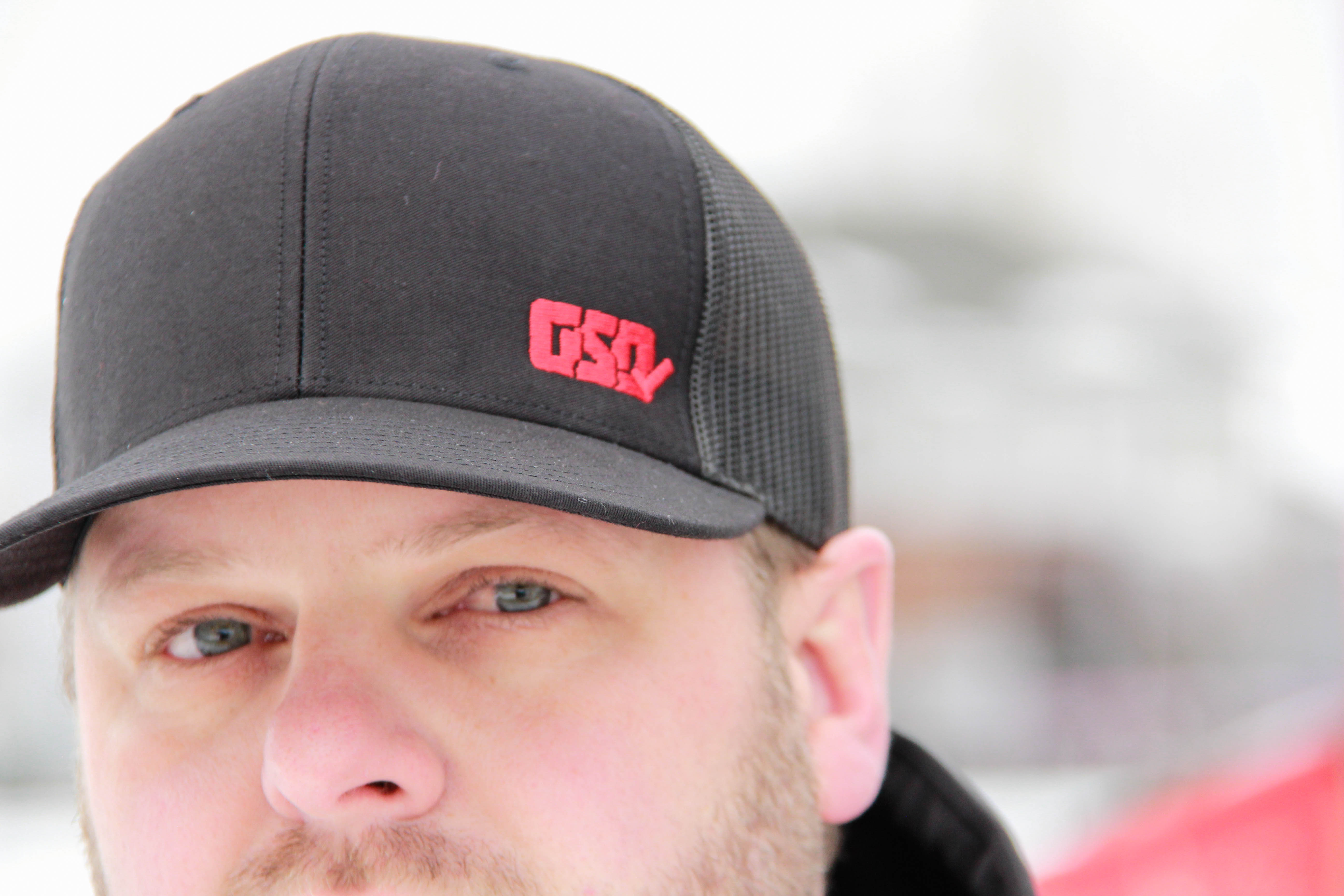 GSD SOLID LEFTY Mesh Snap Back Hat - Black / Red - “Double 3 Peat”