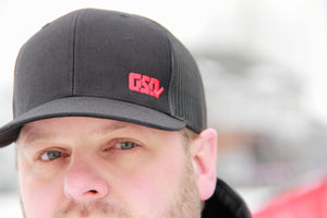 GSD SOLID LEFTY Mesh Snap Back Hat - Black / Red - “Double 3 Peat”