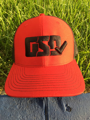 GSD CLASSIC Mesh Snap Back Hat - Red / Black - “Dirty Bird”