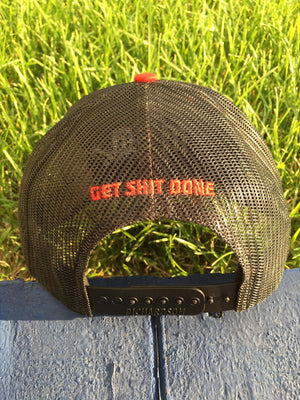 GSD CLASSIC Mesh Snap Back Hat - Red / Black - “Dirty Bird”