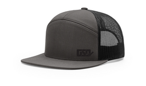GSD LEFTY 7 Panel Snap Back Hat - Charcoal / Black - "Stealth"