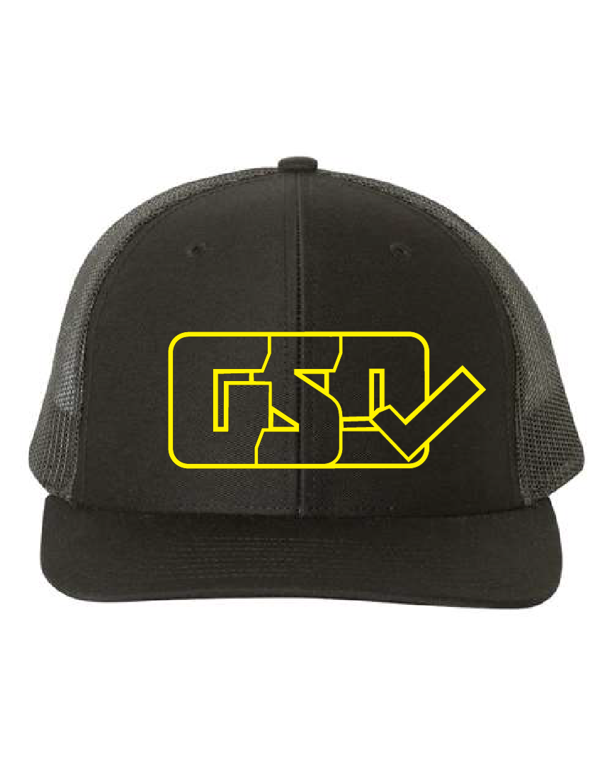 GSD OUTLINE Mesh Snap Back Hat - Black / Athletic Gold - "Wiz"