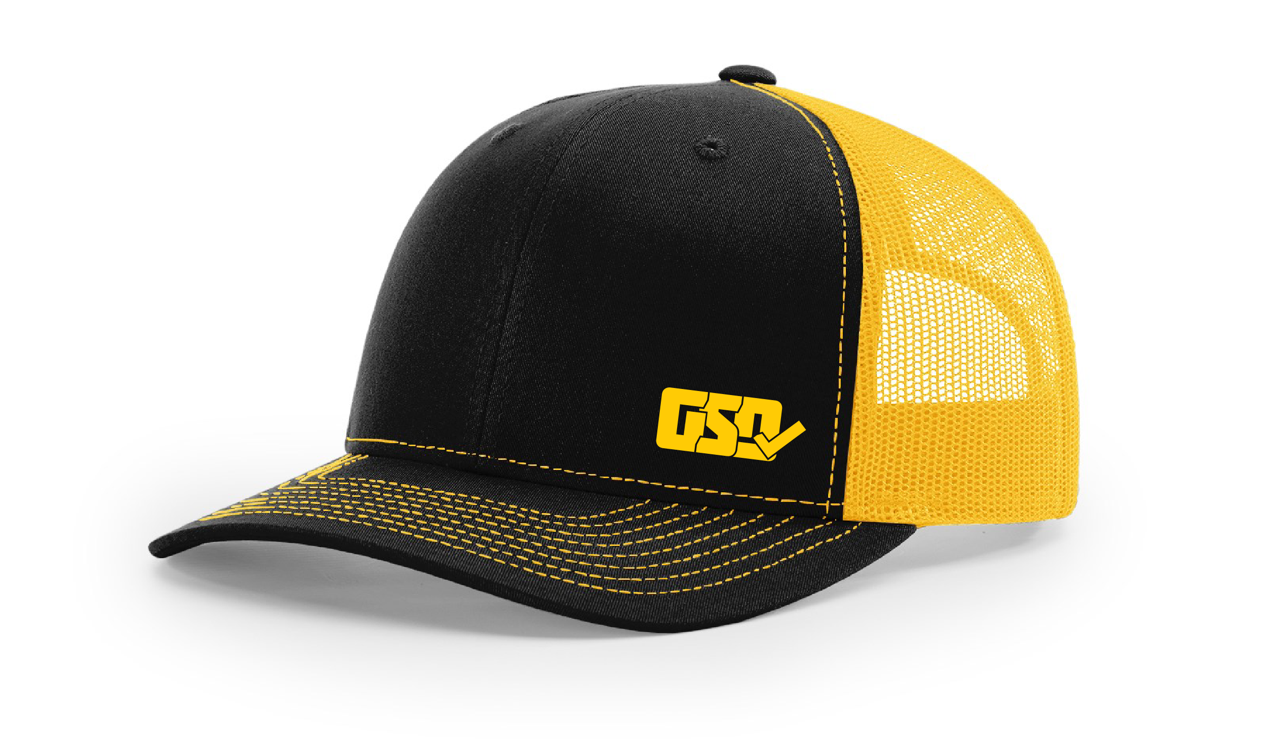 GSD SOLID LEFTY Mesh Snap Back Hat - Black / Athletic Gold - “Wiz”