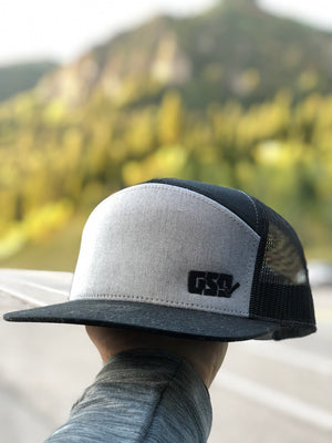 GSD LEFTY 7 Panel Snap Back Hat - Heather Grey / Black - "The Admiral"