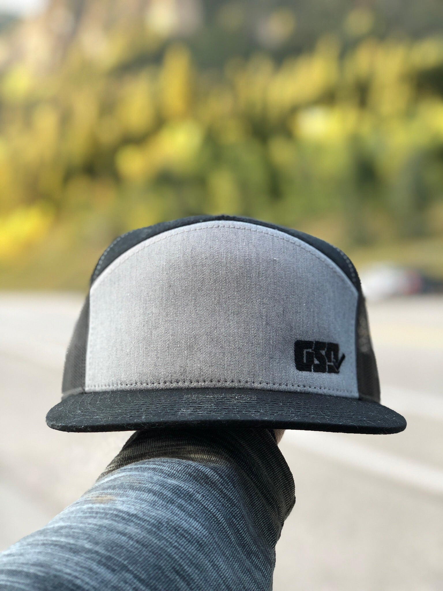 GSD LEFTY 7 Panel Snap Back Hat - Heather Grey / Black - "The Admiral"