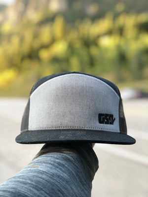 GSD LEFTY 7 Panel Snap Back Hat - Heather Grey / Black - "The Admiral"